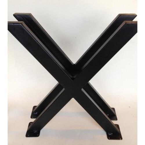 SET OF 2 Best Quality Made in Turkey Heavy Duty Metal Iron X Style Table Leg Black Color Painted Table Legs Pedestal