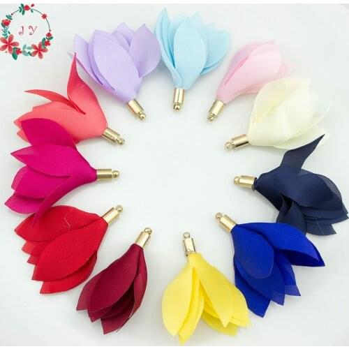 Set of 100pcs 40mm Silk satin fabric Cord Tassels With Gold Caps Charms pendant, Accessories for Garment ,Earring,DIY project