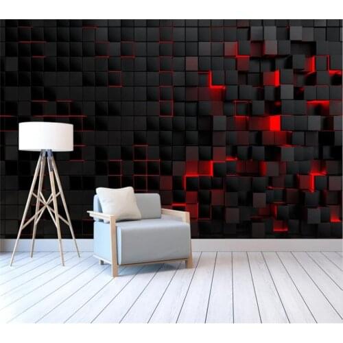 Custom wallpaper papel de parede square black red gradient 3d Обои background wall living room bedroom hotel decoration фотообои