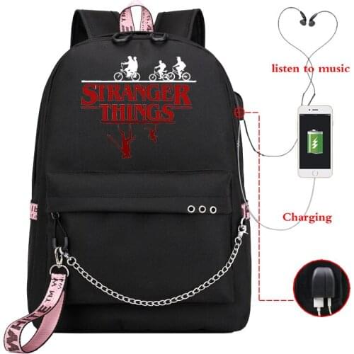 Luminous Stranger Things Backpack Teenager Girl Pretty School Bag Kids Canvas Bookbag Female Travel Bag Women Satchel Mochila