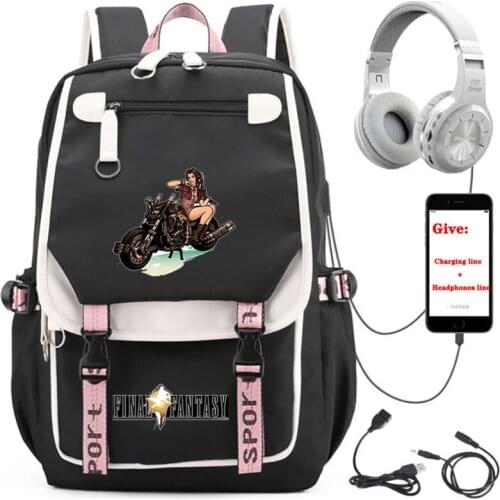 Anime Final Fantasy backpack Unisex Travel Backpack student School book Bag USB Charging teenagers Laptop packsack