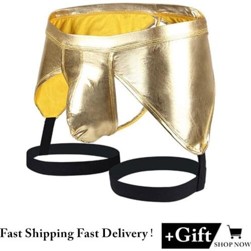 Sexy underwear men Temptation Erotic panties Cool Patent leather men sexy briefs Breathable Hollow Panties Valentines Men Gift