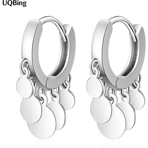 Bijoux Round Coin Female Tassel Earrings 925 Sterling Silver Clip Earring For Women Gold/Silver Jewelry