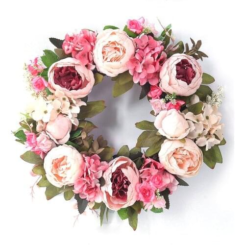 Silk Wearth Peony Artificial Flowers Wreaths Door Perfect Artificial Garland For Wedding Decoration Home Party Decor