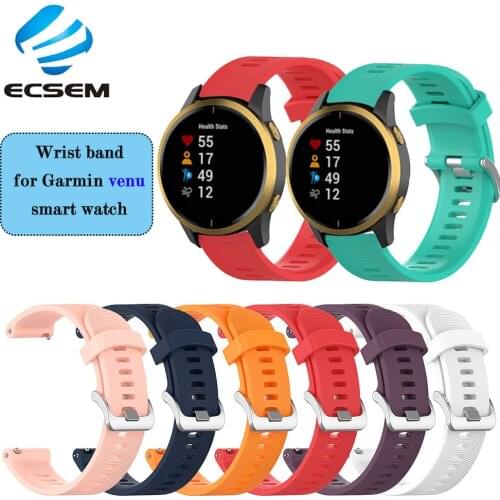 Silicone band for Garmin venu forerunner 245 645 smart watch accessories replacement wristband 20MM width quick fit strap loop