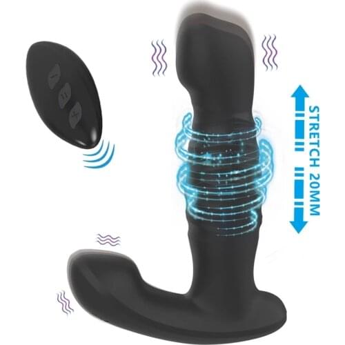 Wireless Remote Control Telescopic Prostate Massager For Men G-Spot Stimulate Anal Thrusting Big ButtPlug Vibrator Gay Sex Toys