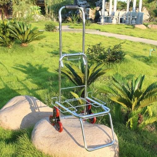 Trolley Trolley Car Climbing Stairs Small Trailer Luggage Cart Portable Foldable Into The Truck Six-wheeled Grocery Cart