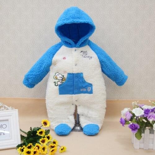 Little Q winter warm baby infant boys clothes climbing girls hooded footie newborn sleepwear kid apparel children clothing 2019