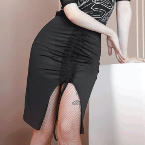 Latin Dance Skirt Women Summer Performance Stage Clothes Practice Wear Folds Bandage Samba Rumba Competition Costume VDB3818