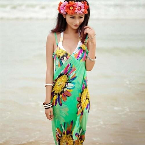 Women Beach Dress Sexy Sling Beach Wear Dress Sarong Bikini Cover-ups Wrap Skirts Towel Flower Open-Back Hot Selling