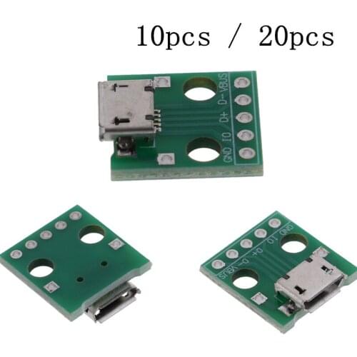 10Pcs Or 20pcs Mini Micro USB To DIP Adapter 5Pins Female Connectors PCB Converter Boards