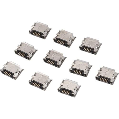 10 pieces Micro USB type B female 180 Grade 5 pin surface mount SMD welding Jack
