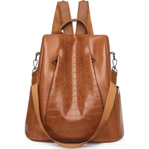 2021 New Women Pu Designer Multifunctional Backpack Female Travel Bag Teenage Girls Fashion Schoolbag Pink Sugao