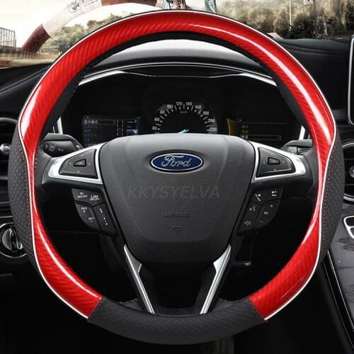 38CM Non-slip Leather Car Steering Wheel Cover Anti-slip for Ford Focus 2 3 MK1 MK2 MK3 Auto Interior Accessories