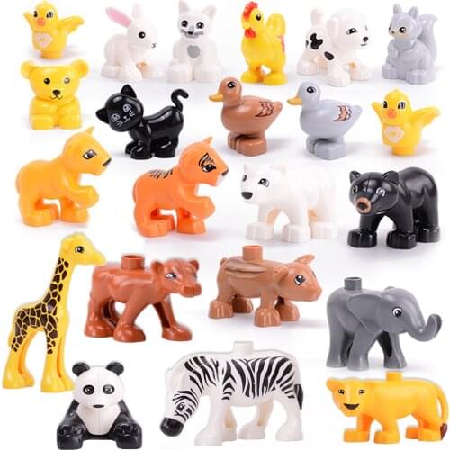 Big Size Animals Kits Building Blocks Big Size Grassland Jungle Ocean Pasture Scenes Series 50pcs Set Educational Christmas Gift