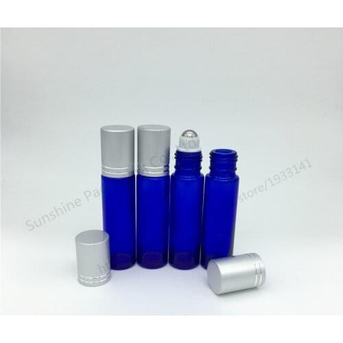 500 x 10ml Empty Cobalt Blue Glass Roller Bottles with Stainless Steel Metal Roll On Ball for Essential oil Aromatherapy Perfume