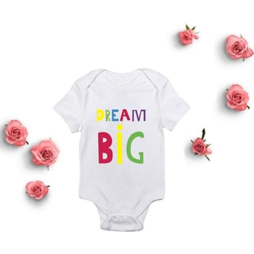 Baby Letter Dream Big Announcement Bodysuit Baby Romper for Newborns Winter Autumn White Short Sleeve Romper ropa de bebe niña