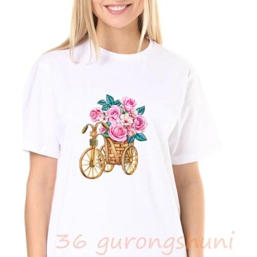 Bike Graphic T Shirt women Summer Woman Bicycle Print Sweatshirts flower Pure Hipster Casual tops tees stranger things t shirt