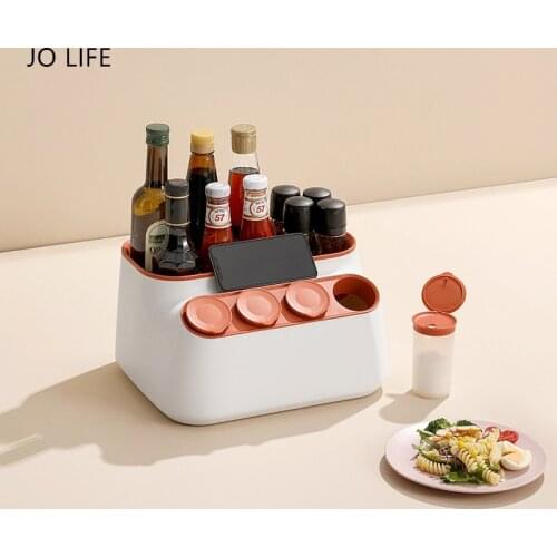 JO LIFE Multifunctional Seasoning Box Rack Large Capacity Containers Spice Jar Organizer Box Kitchen Accessories