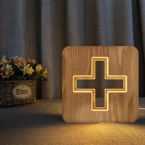 Cross Solid Wood Decorations and Ornaments Wooden Headlight Wooden USB Creative Bedside Night Light