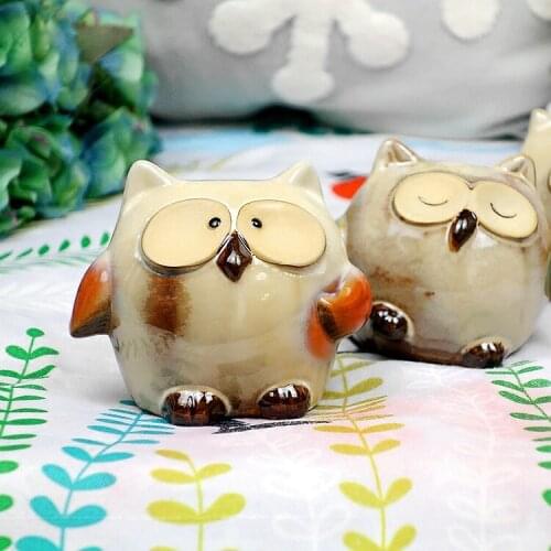 Cute owl family Shape Frame Ceramic Tableware Ceramic Boutique Crafts Decoration Stand Japanese Groceries wedding gifts