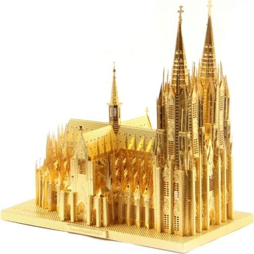 Microworld 3D metal puzzle The Cologne Cathedral Model DIY Laser Cut Jigsaw Model For Adult Educational Toys Desktop decoration
