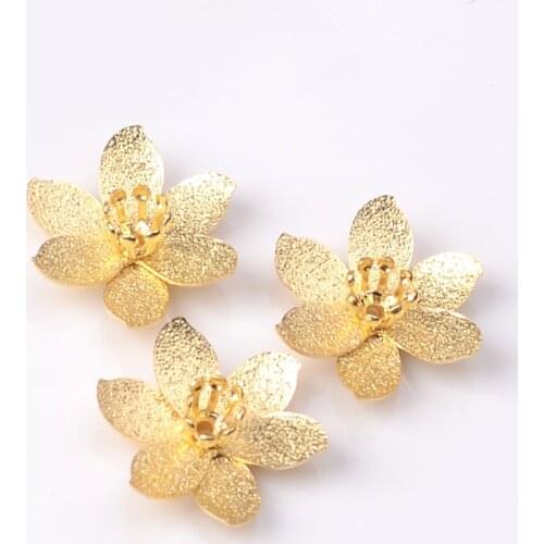 10Pcs 17*17mm Metal Copper Flower Bead Cap Setting Handmade DIY Jewelry Making Findings