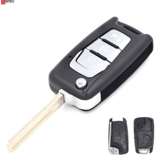 Keyecu Modified Flip Remote Key Shell Case Fob 3 Button for 2016 2017 Ssangyong Korando / New Actyon / C200