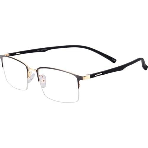 Male Fashion Metal Half Rim Large Size Eyeglasses Frame For Prescription Lenses Myopia Farsighted Lens