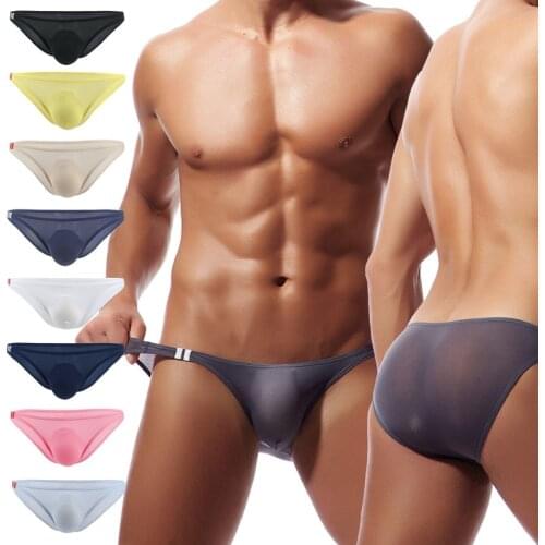 Soft Sexy Mens Underwear Ultra-thin Mens Briefs Underwear Ice Silk Breathable Seamless Slip Homme Panties Gay Smooth Underpants