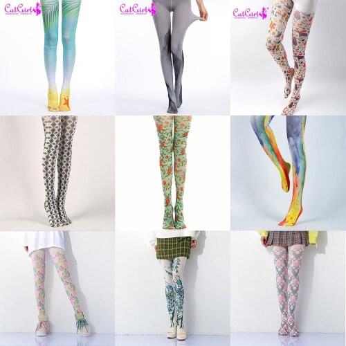 New Designs High Quality Flexiable Print Tights Fashion Paint Pattern Pantyhose Soft Winter Colorful Stockings For Womens Girls