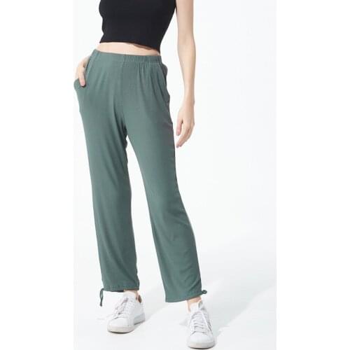 Autumn Solid Cotton Long Home Pants 2XL-7XL Plus Size Women Sleep Bottoms Female Lounge Wear Night Wear Home Casual Nighty
