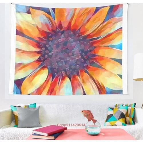 Sunflower Watercolor tapestry Wall Hanging Boho Decor Psychedelic Wall Tapestry Abstract Carpet Wall Cloth Tapestries