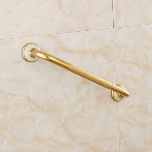 50cm Bathroom Tub Toilet Handrail Jade and Brass Gold Grab Bar Shower Safety Support Handle Towel Bar Bathroom Accessories