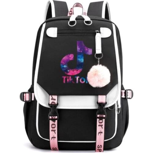 Tik Tok backpack Multifunction USB Charging Travel Canvas Student Backpack For Teenagers Boys Girls School Bag