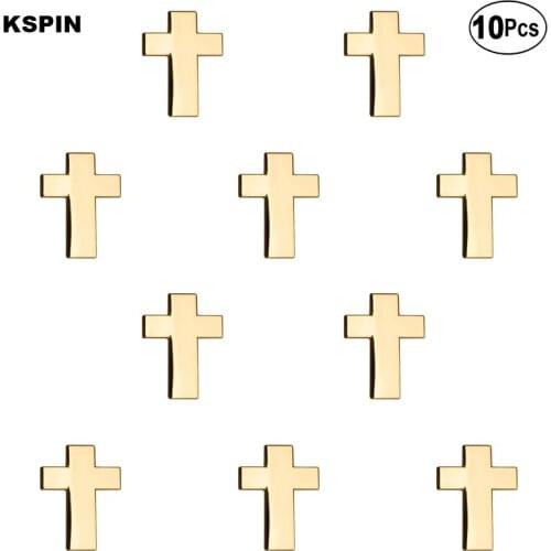 Golden Cross Badge Lapel Pin Flag badge Brooch Pins Badges 10Pcs a Lot