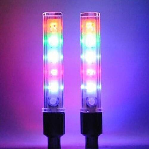 Mountain Road Bike Tyre Tire LED Light Bicycle Nozzle Lamp Valve Caps Wind Turbine Door Wheel Spokes