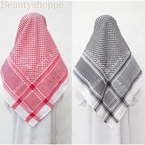 3Colors Islamic Men Traditional Costumes Men Plaid Hat Head Scarf Turban Muslim Hijabs Dubai,Arabic Ramadan Pray Caps 140*140cm