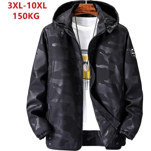 Outdoor Jacket 150KG Black Large Sizes Plus 6XL 7XL 8XL 9XL 10XL Mens Coats Hooded Removed Man Spring Autumn Camo Blue Hoodies