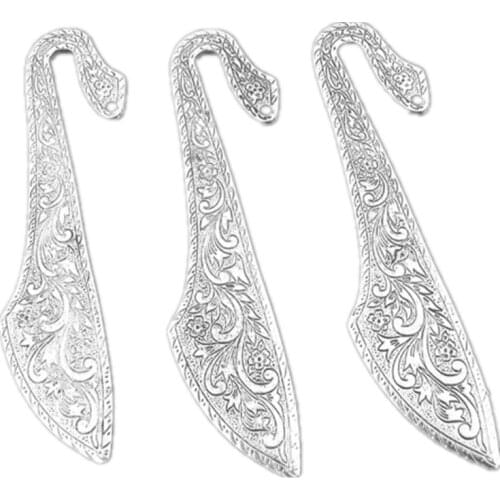25Pcs Silver Tone Flowers Carved Pattern Wide Bookmarks Jewerly Diy Findings Wholesales 114mm