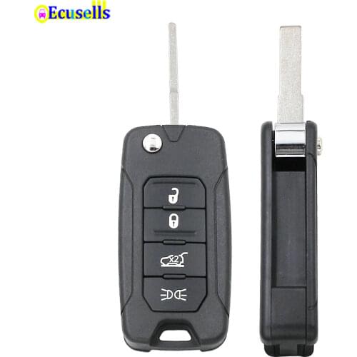 Replacement Flip Remote Key Shell Case Fob 4 Button for Jeep Renegade 2015 2016 2017 2018 with uncut SIP22 blade