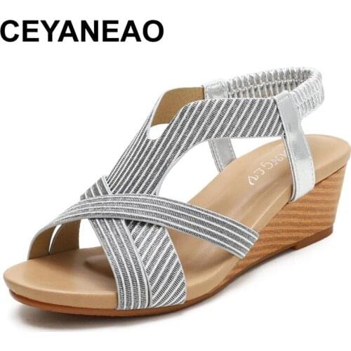 CEYANEAOSummer Womens Roman Shoes Wedge Shoes Sandalias De Las Mujeres Large Slope Heel Womens Sandals Soft Light Female Slipp