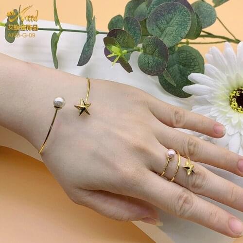 Lover Jewelry Set For Women Stainless Steel Elastic Rings And Bangle Rose Real Gold Bracelets Nigeria Accessories Birthday Gift
