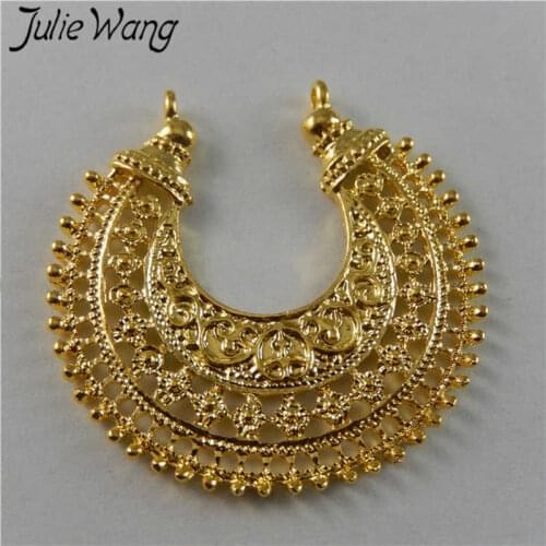 Julie Wang 5PCS Gold Hollow Crescent Moon Alloy Charms Pendants Jewelry Makings Necklace Earrings Findings Accessory