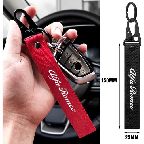 1pc Car Lanyard Strap Keychain Pendant Key streamer For alfa romeo Giulia Stelvio MiTo Tonale 147 156 159 GT 4C TZ3 Sportiva