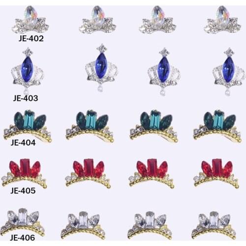 10PCS/bag Nails Charms Rhinestone Curve/Crown Shape 3 * Diamond Nails Art Decorations 3D Gold Nail Jewelry Accessories JE402-406