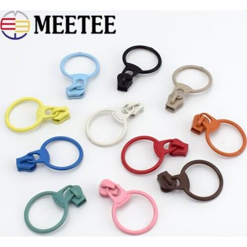 10pcs Meetee 3# Zipper Slider O Ring Puller Pendant for Resin Zip DIY Bags Purse Clothing Sewing Craft Repair Kits Tailor