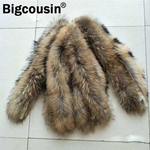 100% Natural Fur Collar For Parkas Coats Real Raccoon Scarf Children Girl Boy Kids Baby Women Men Genuine Large Fur Scarves