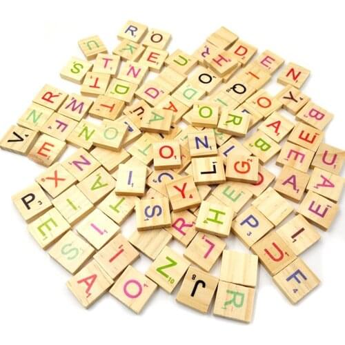 100Pcs Wooden Language Toys Letter Alphabet Number English Words Bolcks Kids Educational Toy
