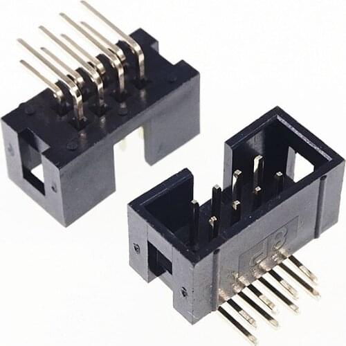 100 Pcs Shrouded Box header IDC Socket 2.54mm 2x4 Pin 8 P Right Angle Male square pin 0.64mm 2 rows 2.54 Through hole DIP